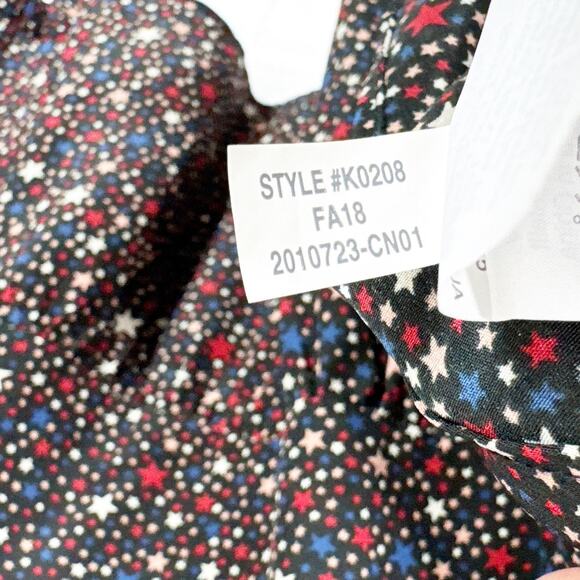Madewell‎ Silk Wrap Blouse Womens Small Black Star Print Ruffle - Picture 10 of 10